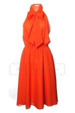 Оранжевое платье без рукавов